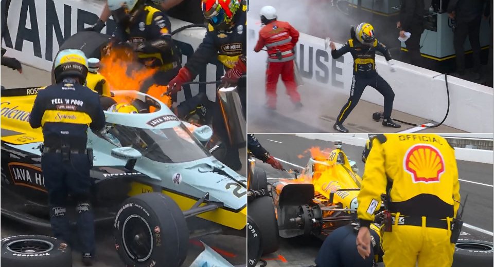 Alexander Rossi fica com raiva em Pitlane enquanto o Indy 500 termina quente